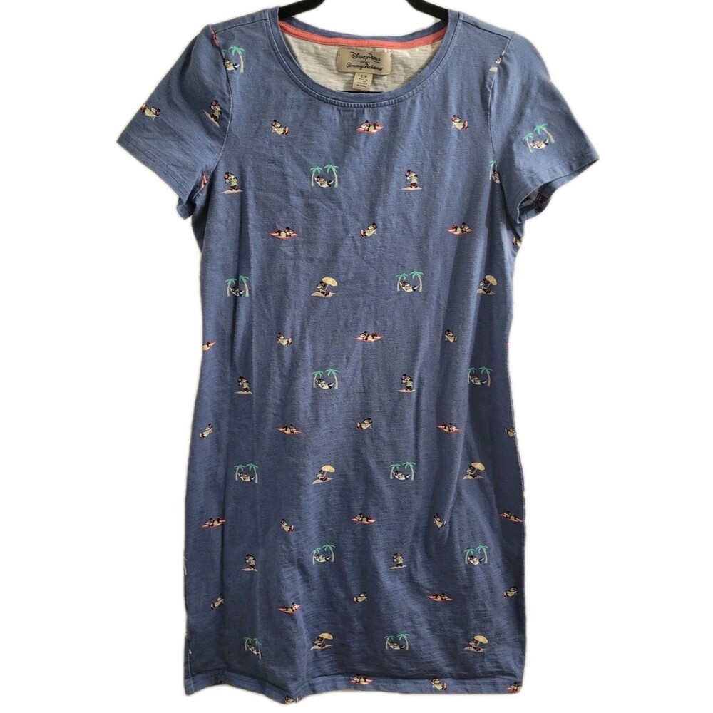 Disney Parks Tommy Bahama Minnie Mouse Hawaiian Dress Blue Cotton Small S